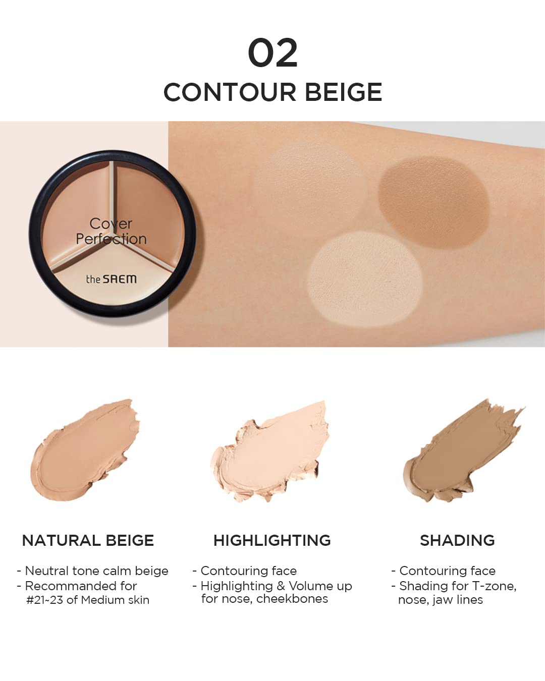 Cover Perfection Triple Pot Concealer (#02 Countour Beige) | The Saem