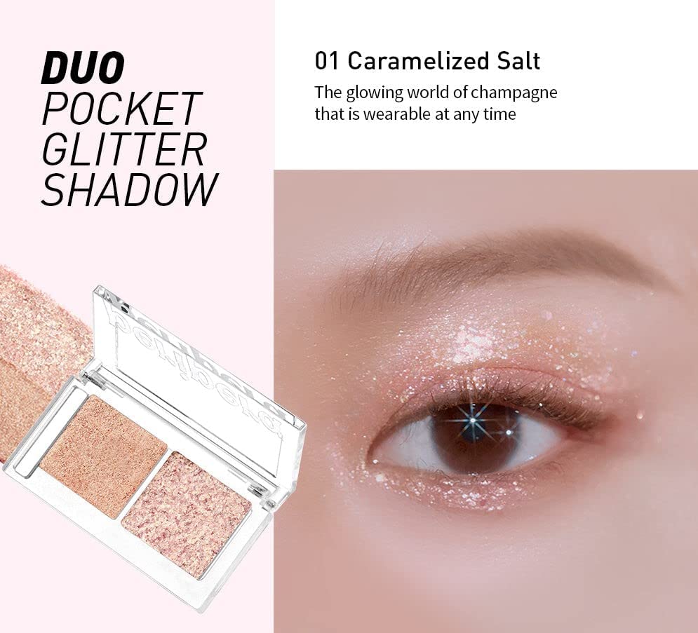 Duo Pocket Glitter Shadow 01 Caramelized Salt  | Peripera