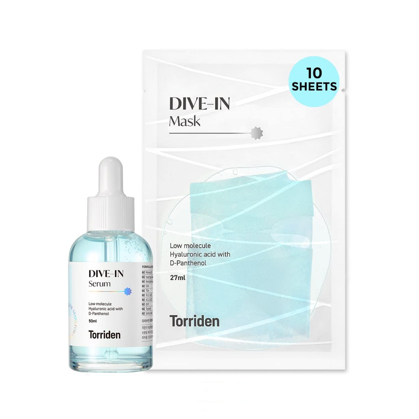 DIVE-IN Low-Molecular Hyaluronic Acid Sheet Mask (10 Pack) | Torriden